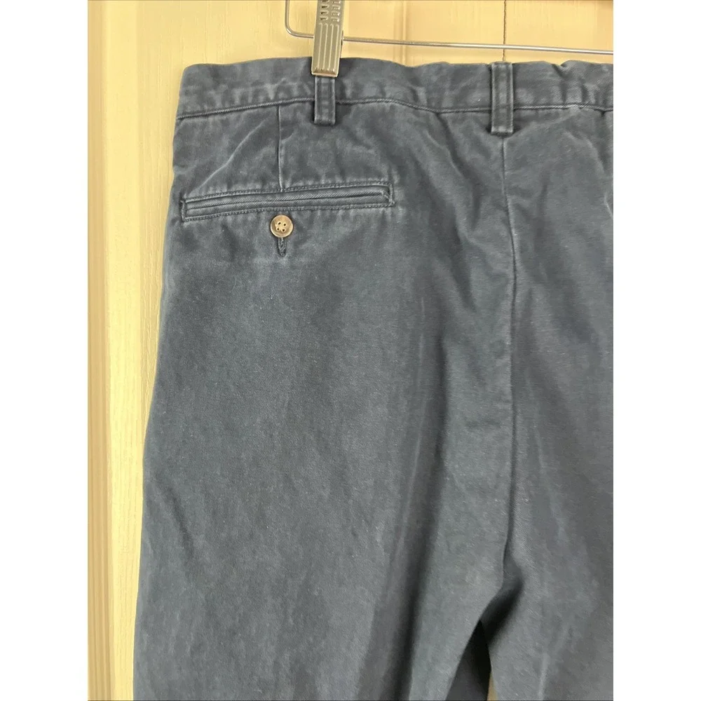 Polo Ralph Lauren Mens Cotton Pleated Pants Actual 36x30 1/2 Navy Blue Chino D27